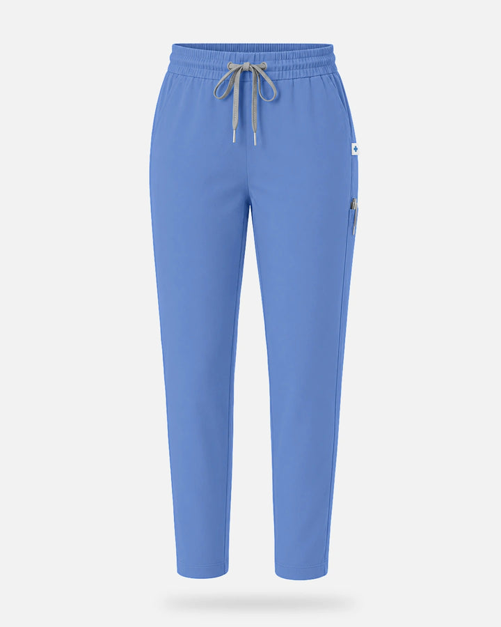 Eadflie Women's Slim Fit Tapered Cargo Uniform Pants - Ceil Blue