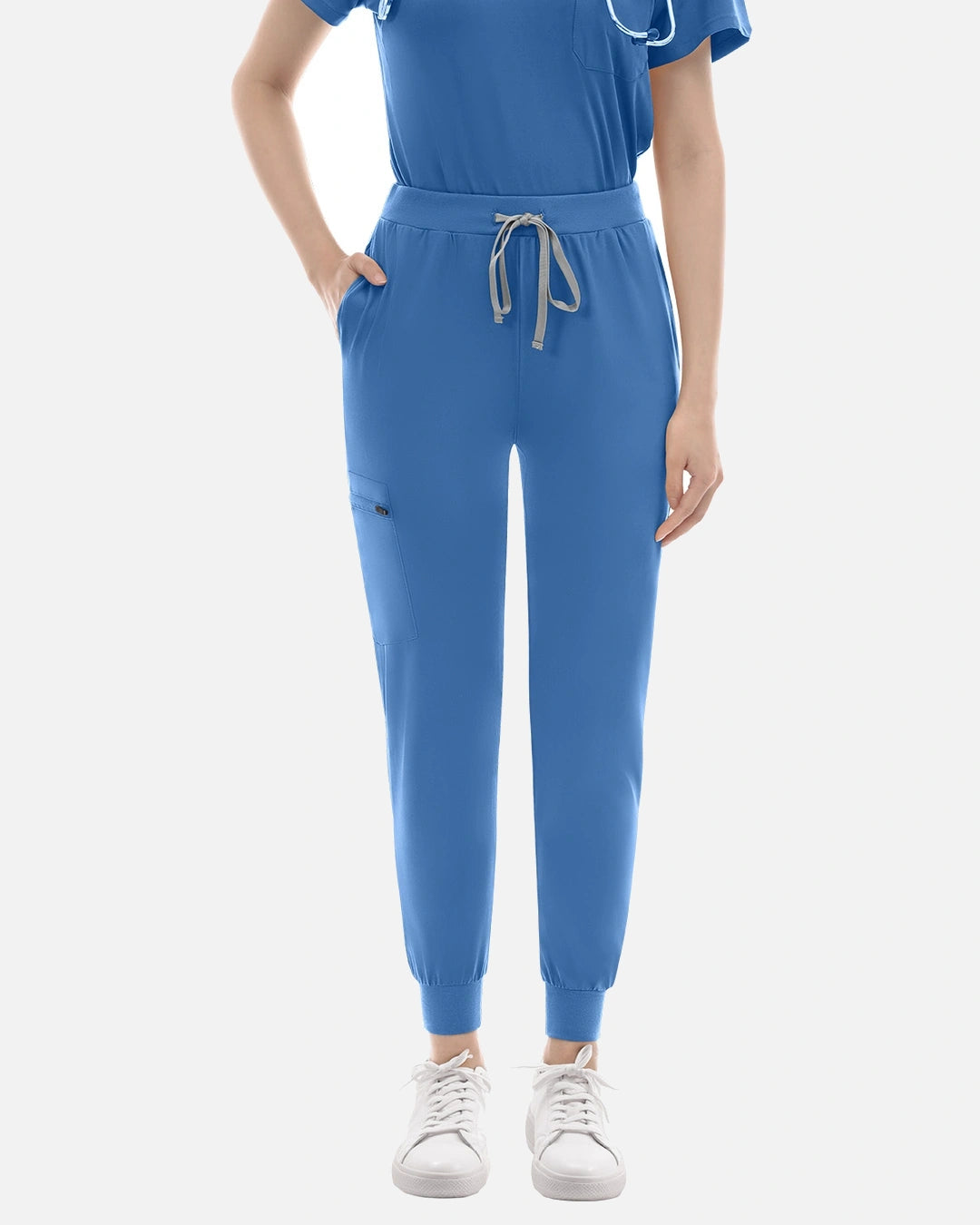 Ceil Blue – Eadflie Women's Knit V-Neck Jogger Uniform Set – product image 72