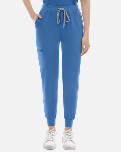 Ceil Blue – Eadflie Women's Knit V-Neck Jogger Uniform Set – product image 76