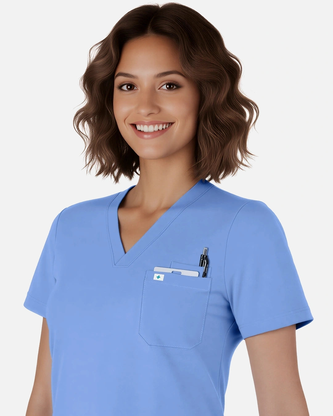 Ceil Blue – Eadflie Women's Classic V-Neck Jogger Uniform Set – product image 05