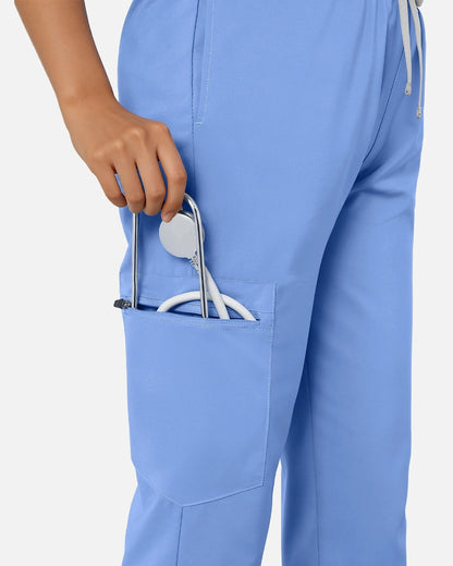 Ceil Blue – Eadflie Women's Classic V-Neck Jogger Uniform Set – product image 06