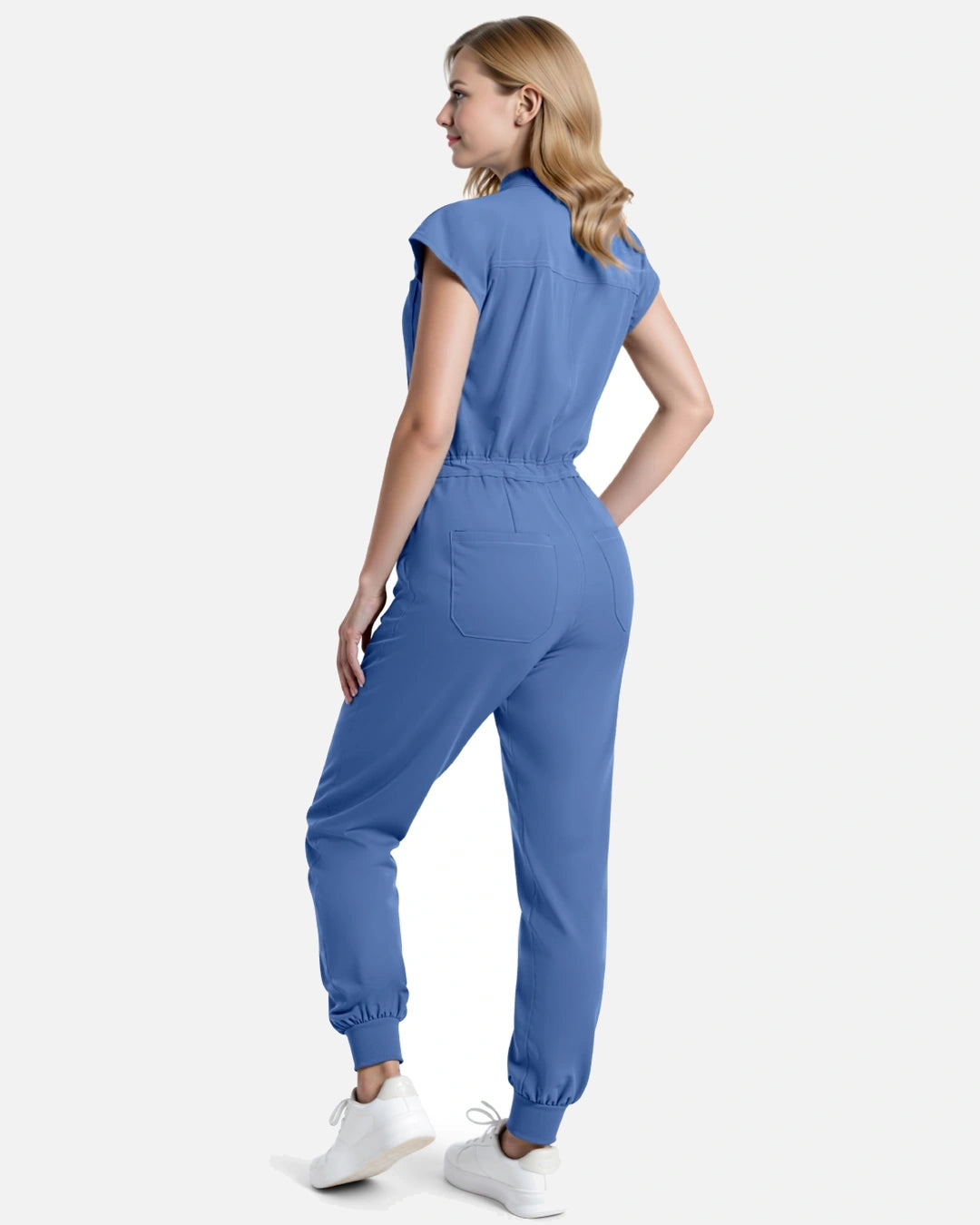 Ceil Blue – Eadflie Women's Zip-Front Uniform Jumpsuit – Sleeveless Stretch One-Piece – product image 04