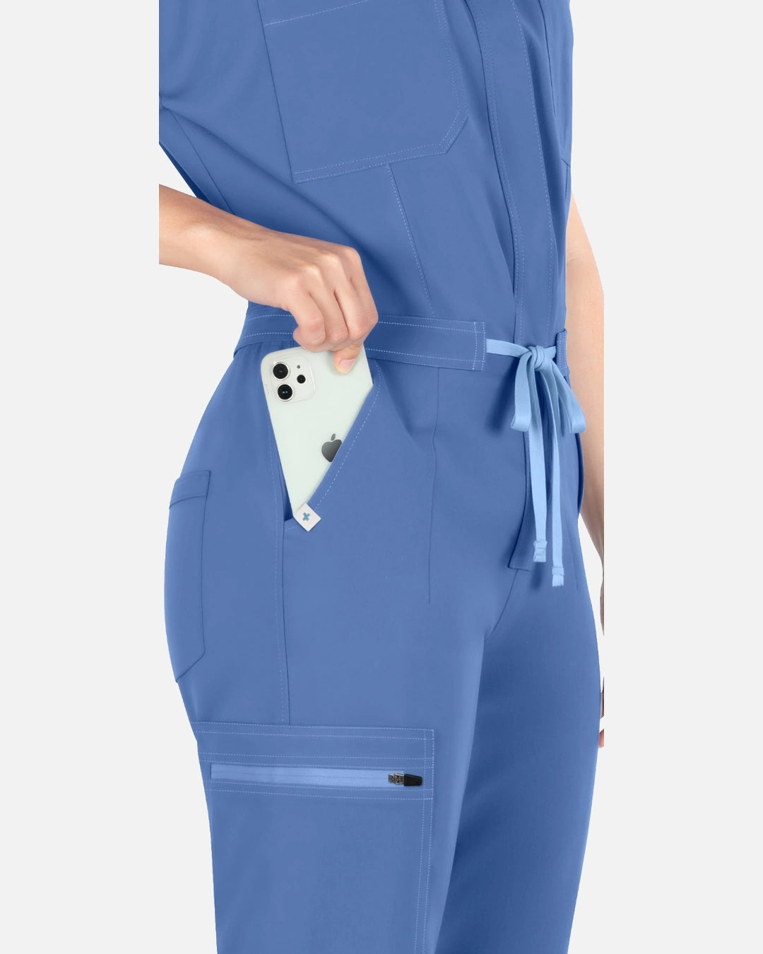 Ceil Blue – Eadflie Women's Zip-Front Uniform Jumpsuit – Sleeveless Stretch One-Piece – product image 06