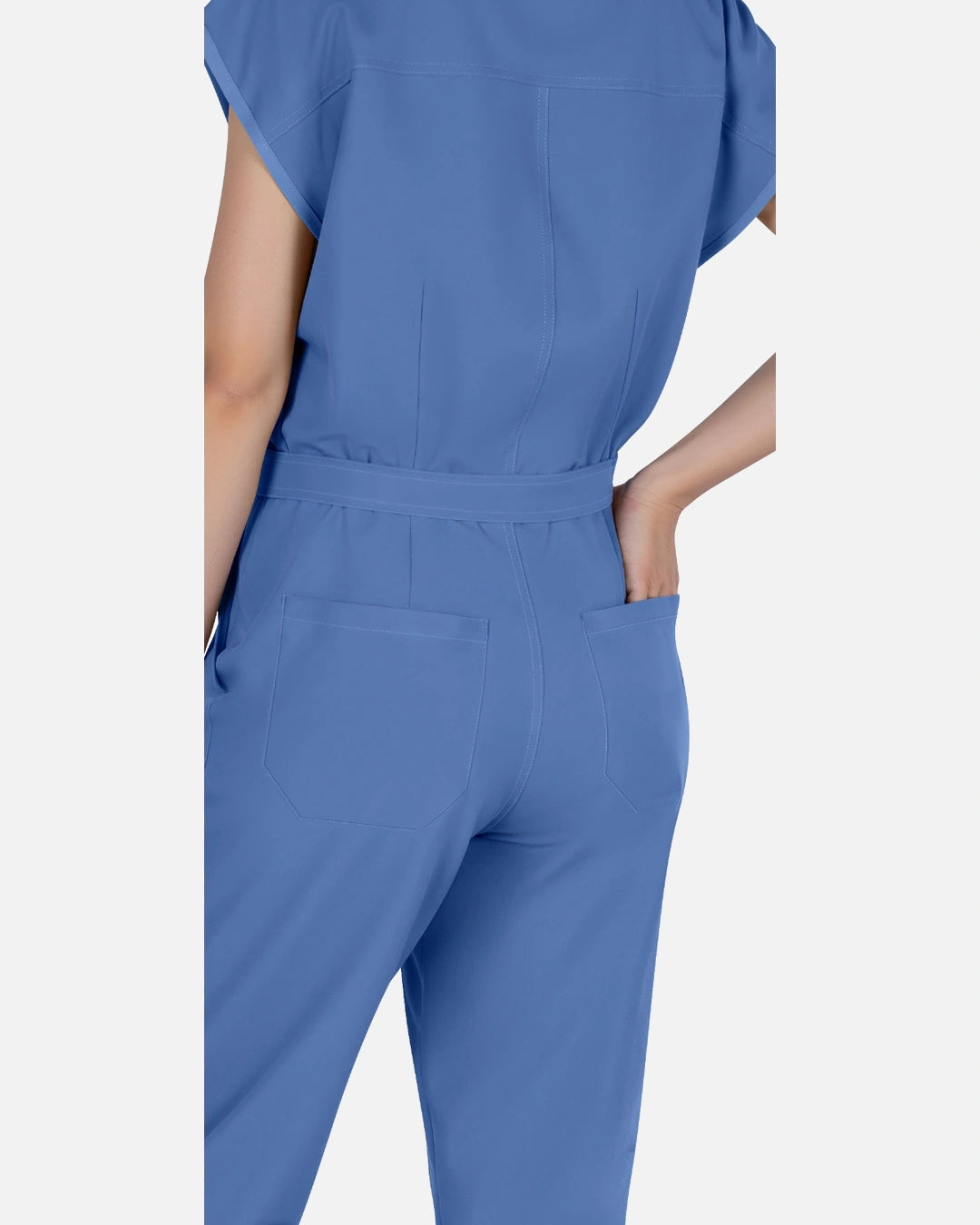 Ceil Blue – Eadflie Women's Zip-Front Uniform Jumpsuit – Sleeveless Stretch One-Piece – product image 08