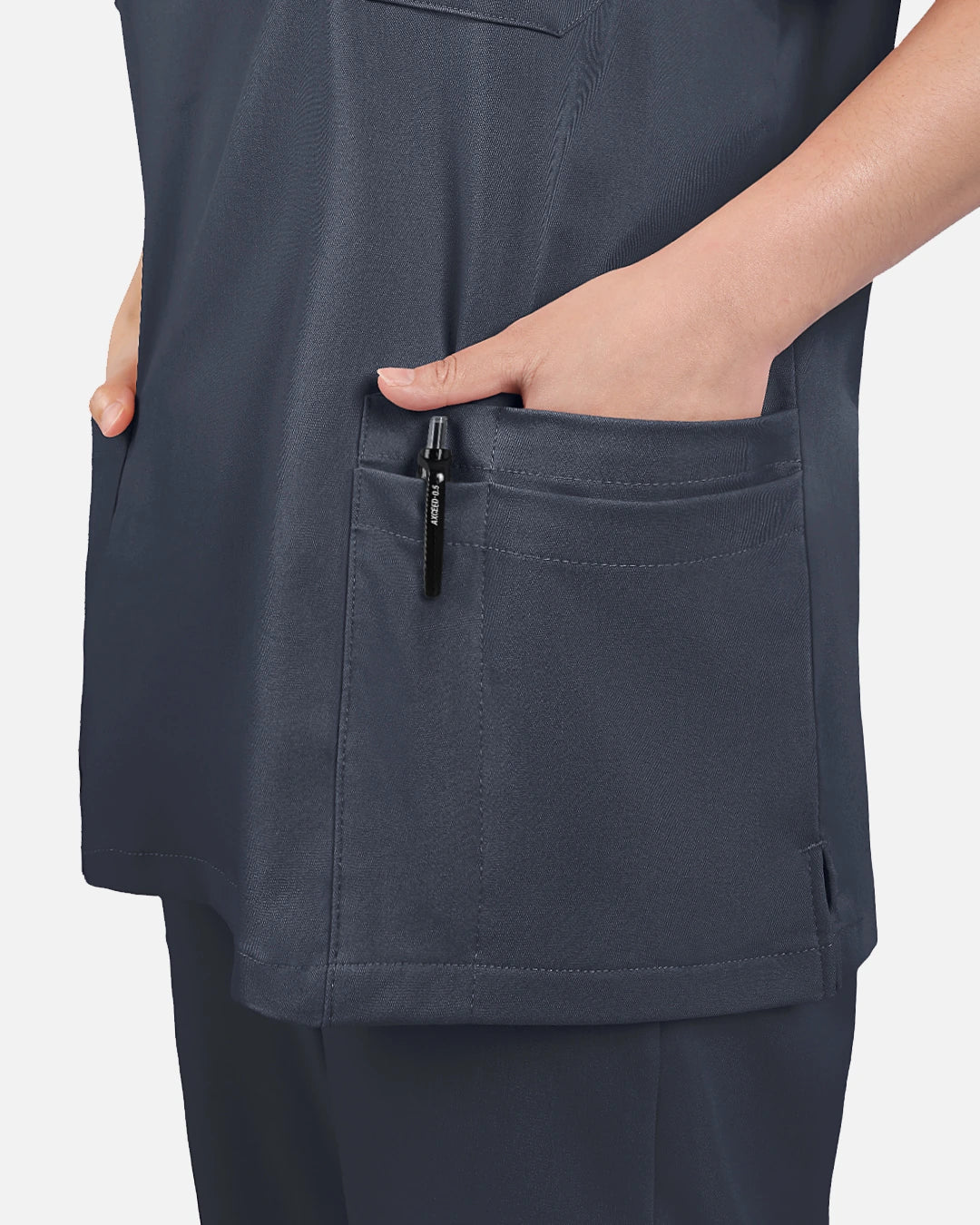 Charcoal Grey – Eadflie Women's V-Neck Uniform Top – Short Sleeve 3-Pocket Soft Stretch – product image 10