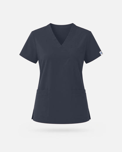 Charcoal Grey – Eadflie Women's V-Neck Uniform Top – Short Sleeve 3-Pocket Soft Stretch – product image 06