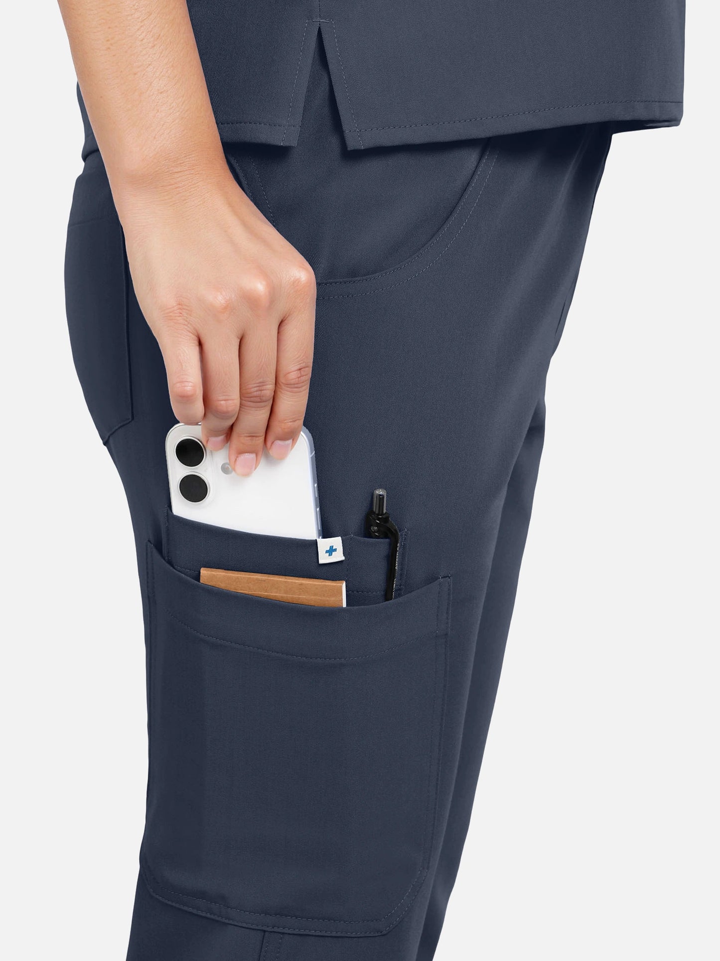 Charcoal Grey – Eadflie Women's Zip Polo Straight-Leg Uniform Set – product image 96