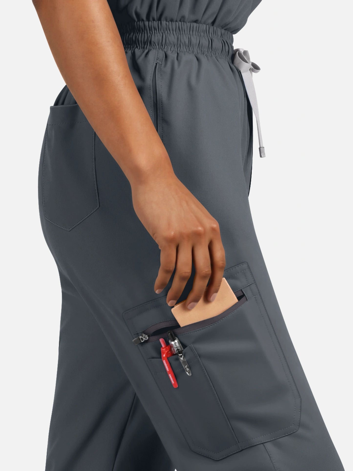 Charcoal Grey – Eadflie Women's Henley Sleeveless Jogger Uniform Set – product image 105