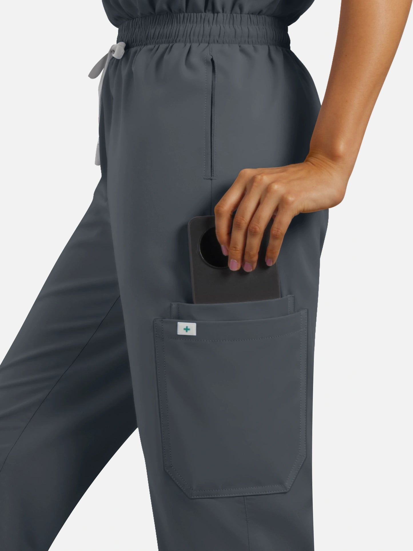 Charcoal Grey – Eadflie Women's Henley Sleeveless Jogger Uniform Set – product image 106