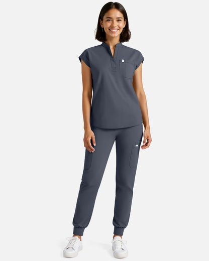Charcoal Grey – Eadflie Women's Sleeveless Henley Uniform Top – product image 21