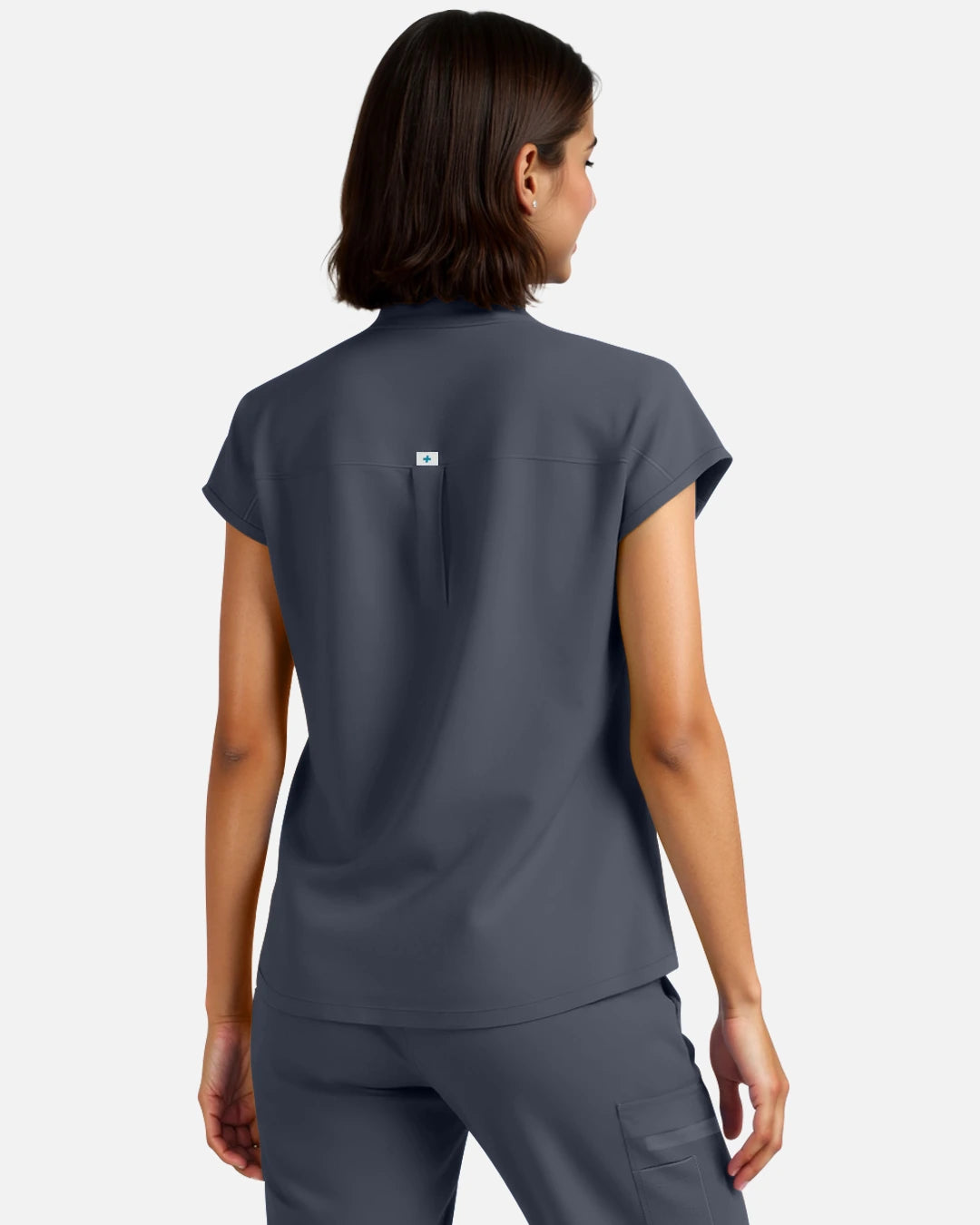 Charcoal Grey – Eadflie Women's Sleeveless Henley Uniform Top – product image 22