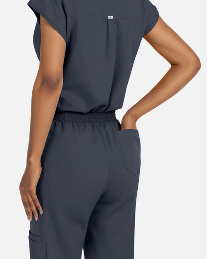 Charcoal Grey – Eadflie Women's Sleeveless Henley Uniform Top – product image 23