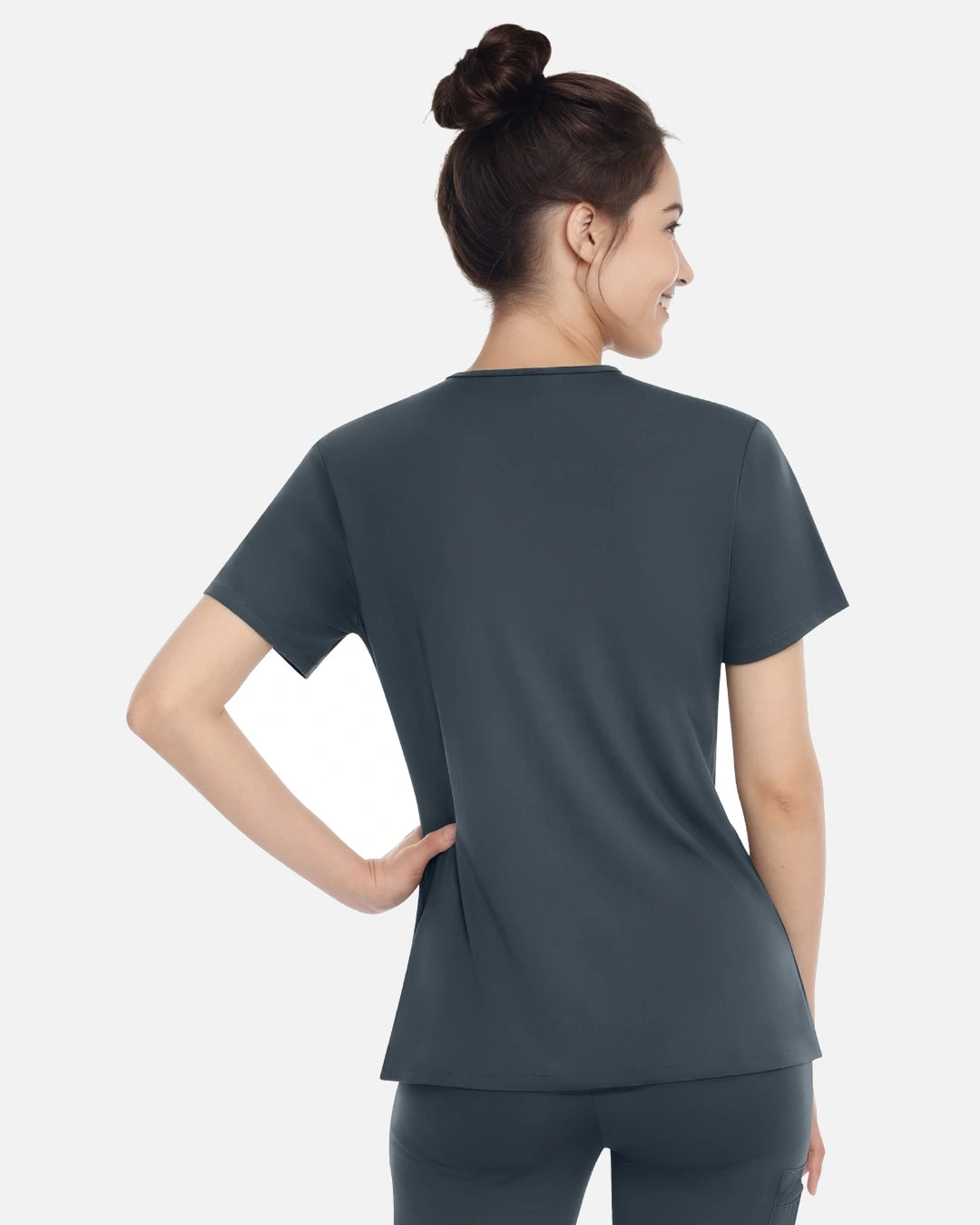 Charcoal Grey – Eadflie Women's Classic V-Neck Uniform Top – product image 62