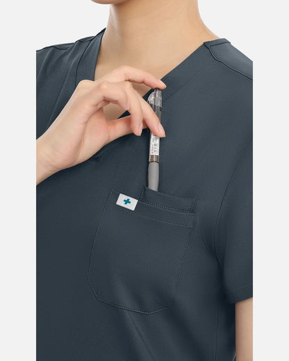 Charcoal Grey – Eadflie Women's Classic V-Neck Uniform Top – product image 63