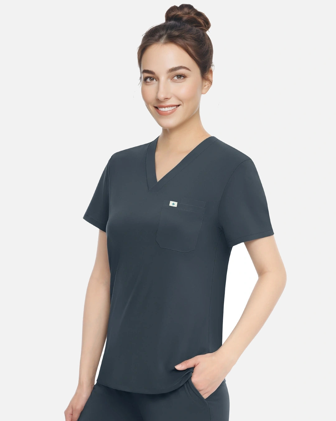 Charcoal Grey – Eadflie Women's Classic V-Neck Uniform Top – product image 66