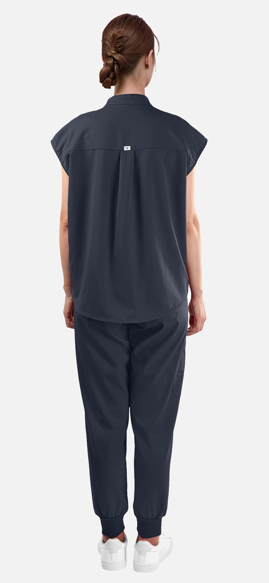 Charcoal Grey – Eadflie Women's Sleeveless Mandarin Collar Jogger Uniform Set – product image 93