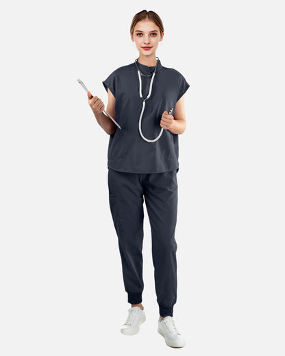 Charcoal Grey – Eadflie Women's Sleeveless Mandarin Collar Uniform Top – product image 09