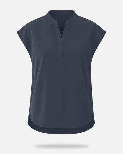 Charcoal Grey – Eadflie Women's Sleeveless Mandarin Collar Uniform Top – product image 07