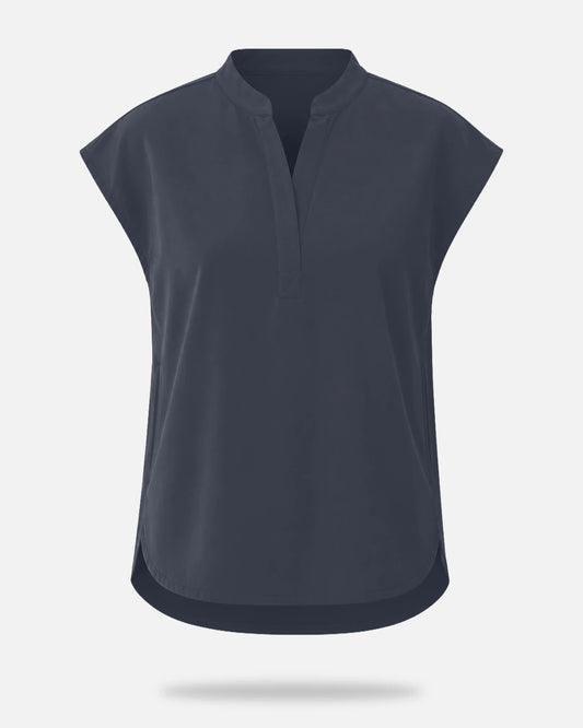 Charcoal Grey – Eadflie Women's Sleeveless Mandarin Collar Uniform Top – product image 07