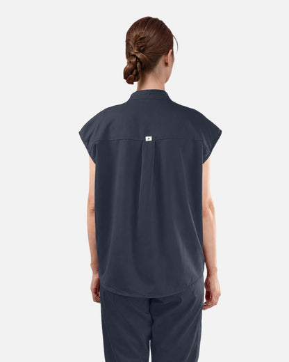 Charcoal Grey – Eadflie Women's Sleeveless Mandarin Collar Uniform Top – product image 10