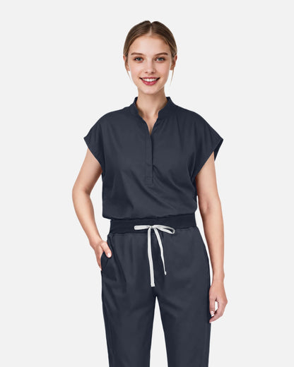 Charcoal Grey – Eadflie Women's Sleeveless Mandarin Collar Uniform Top – product image 08