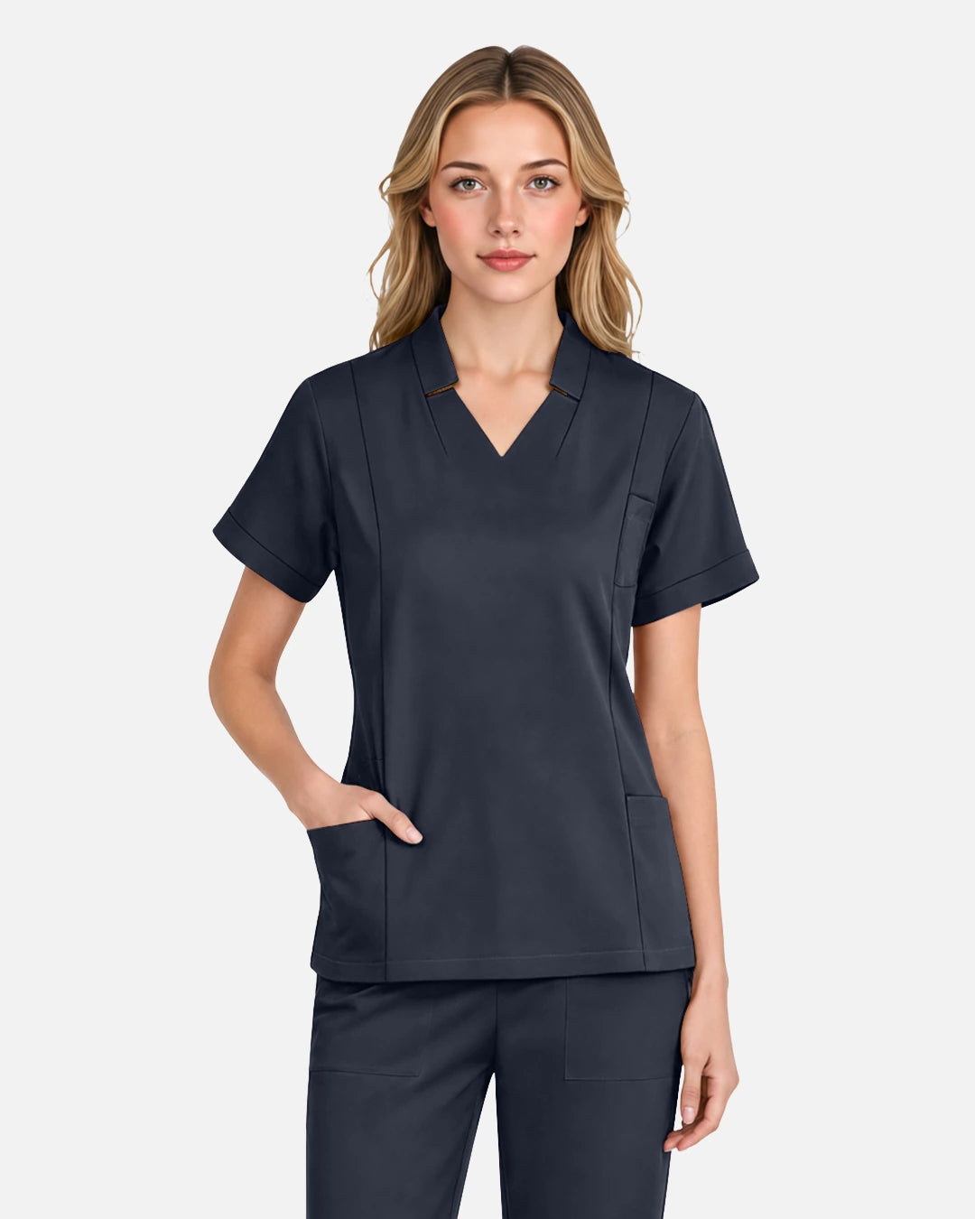 Charcoal Grey – Eadflie Women's Split V-Neck Uniform Top – product image 08