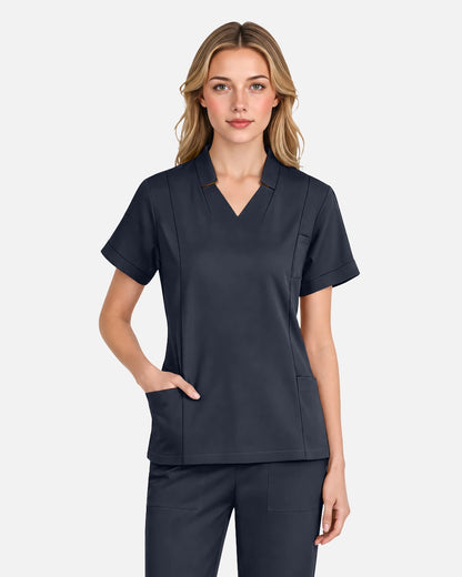 Charcoal Grey – Eadflie Women's Split V-Neck Uniform Top – product image 08