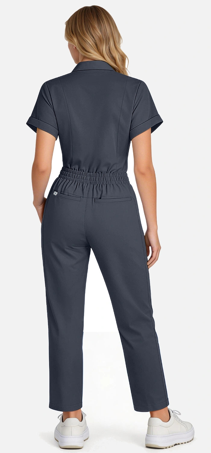 Charcoal Grey – Eadflie Women's Split V-Neck Uniform Set – Tapered-Leg 9-Pocket Slim Fit – product image 94