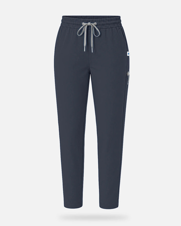 Eadflie Women's Slim Fit Tapered Cargo Uniform Pants - Charcoal Grey