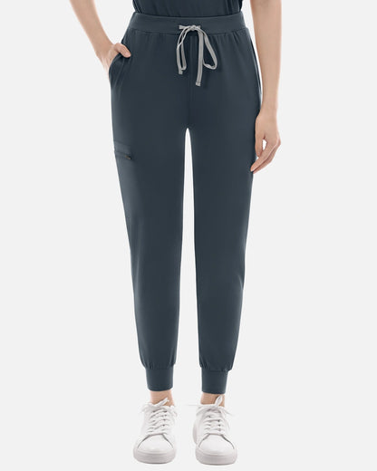Charcoal Grey – Eadflie Women's Knit V-Neck Jogger Uniform Set – product image 68