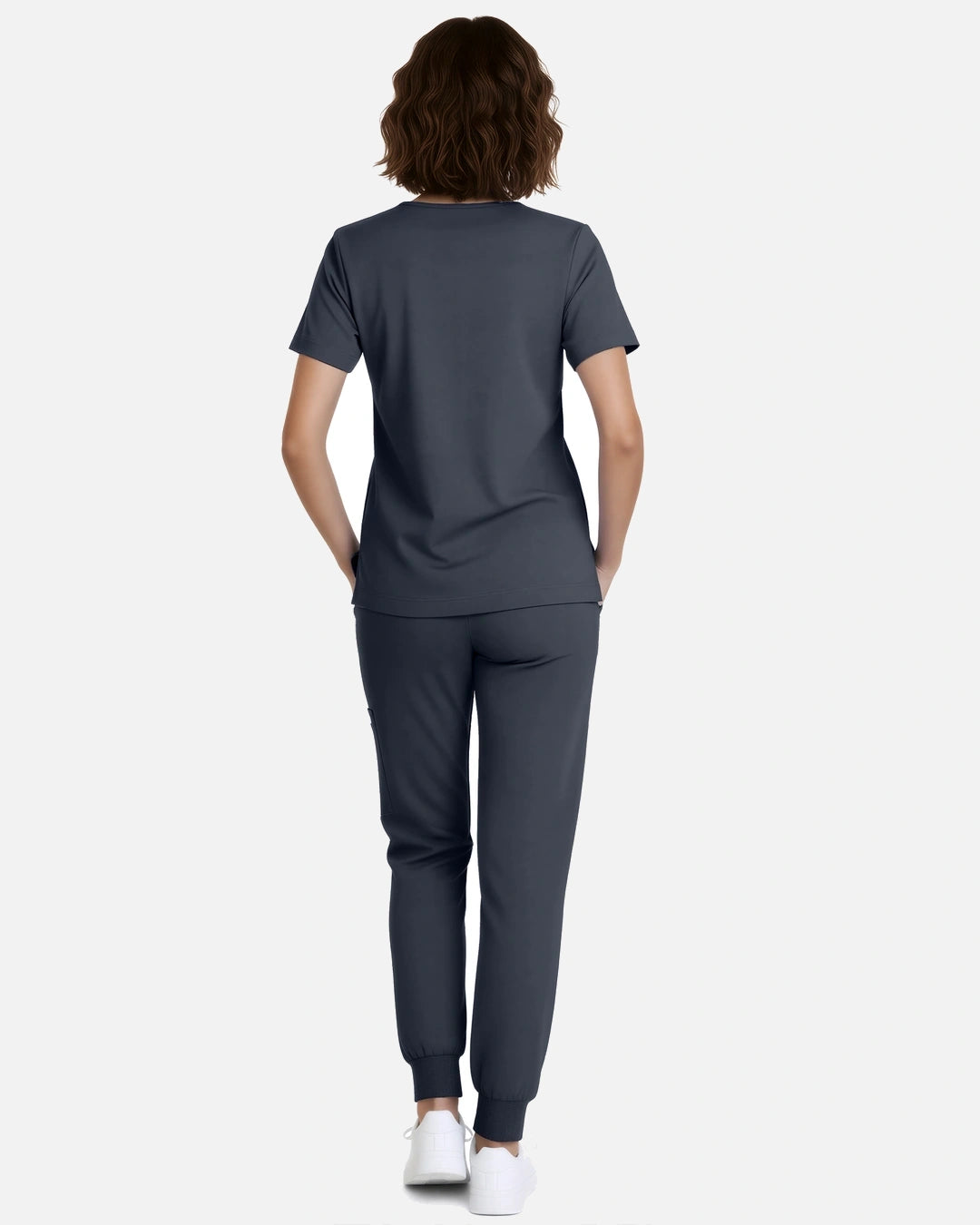 Charcoal Grey – Eadflie Women's Classic V-Neck Jogger Uniform Set – product image 94