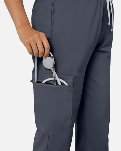 Charcoal Grey – Eadflie Women's Classic V-Neck Jogger Uniform Set – product image 97