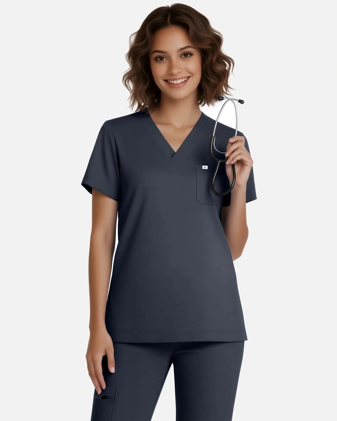 Charcoal Grey – Eadflie Women's Classic V-Neck Jogger Uniform Set – product image 99