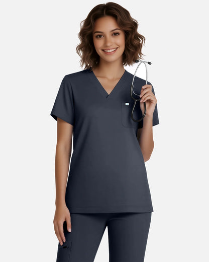 Charcoal Grey – Eadflie Women's Classic V-Neck Jogger Uniform Set – product image 99
