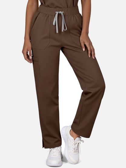 Coffee – Eadflie Women's Woven V-Neck Uniform Set – Straight-Leg Structured – product image 47