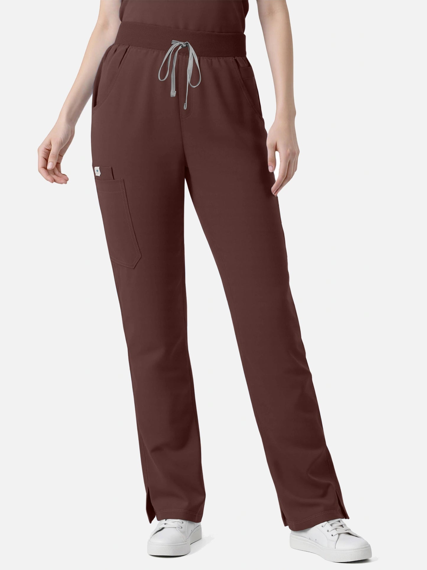 Coffee – Eadflie Women's Zip Polo Straight-Leg Uniform Set – product image 07