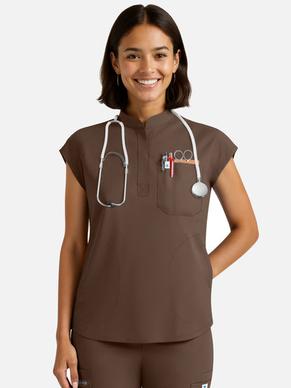 Coffee – Eadflie Women's Henley Sleeveless Jogger Uniform Set – product image 41