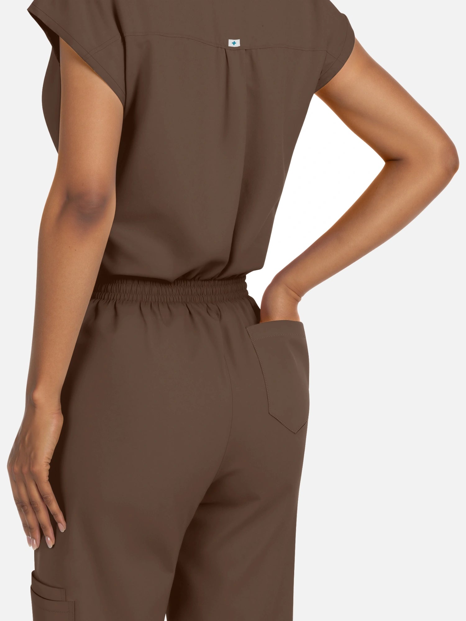 Coffee – Eadflie Women's Henley Sleeveless Jogger Uniform Set – product image 44