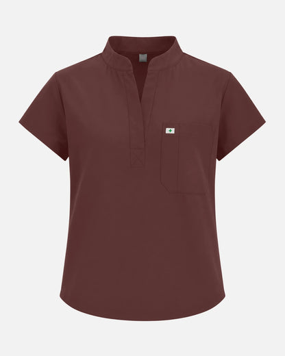 Coffee – Eadflie Women's Sleeveless Henley Uniform Top – product image 55