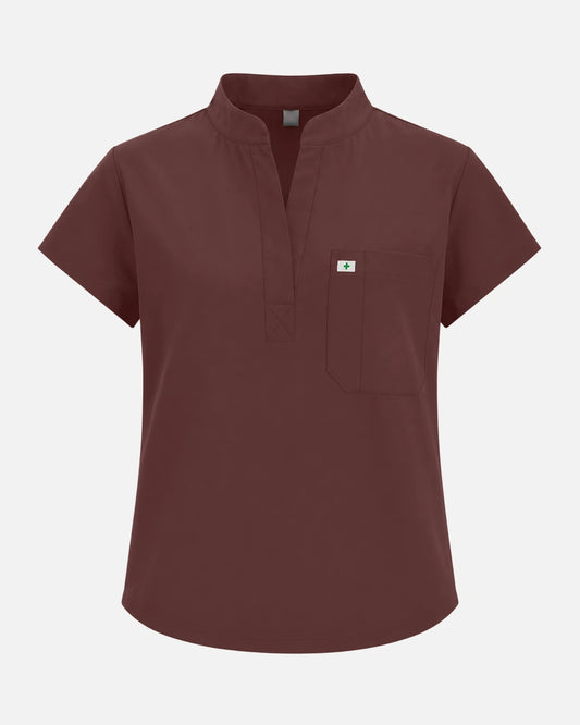 Coffee – Eadflie Women's Sleeveless Henley Uniform Top – product image 55