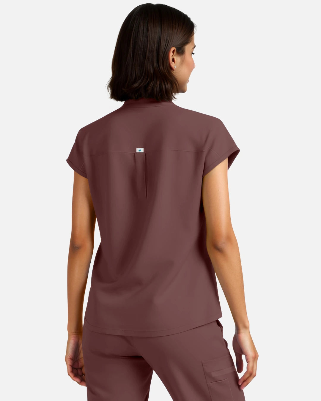 Coffee – Eadflie Women's Sleeveless Henley Uniform Top – product image 58