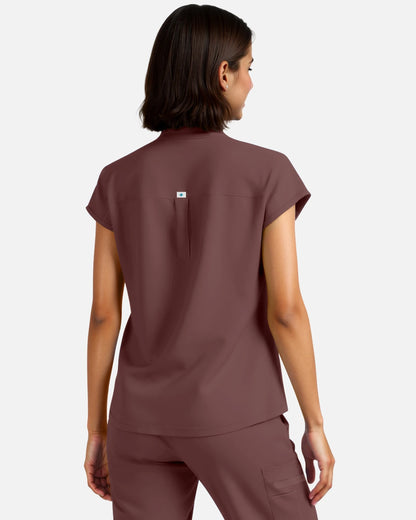 Coffee – Eadflie Women's Sleeveless Henley Uniform Top – product image 58