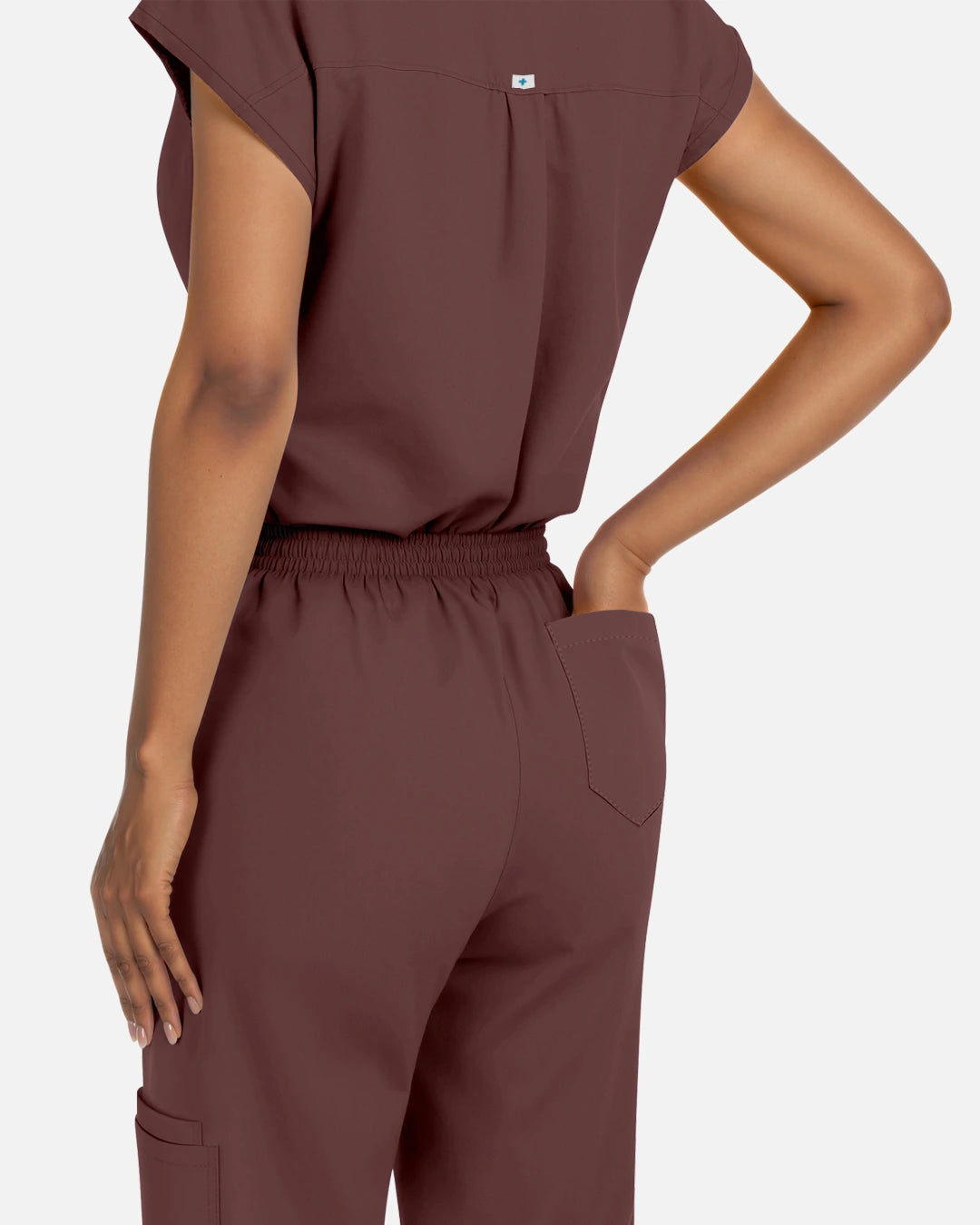 Coffee – Eadflie Women's Sleeveless Henley Uniform Top – product image 59