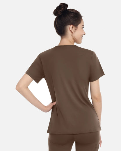 Coffee – Eadflie Women's Classic V-Neck Uniform Top – product image 40