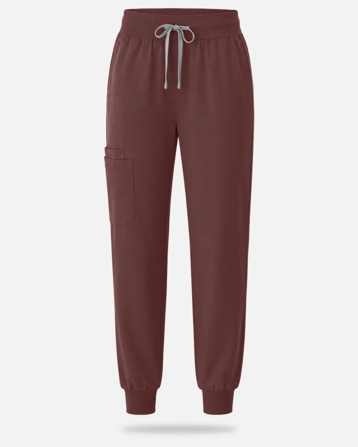 Eadflie Women's Tapered Jogger Uniform Pants – Soft Stretch Bottoms - Coffee
