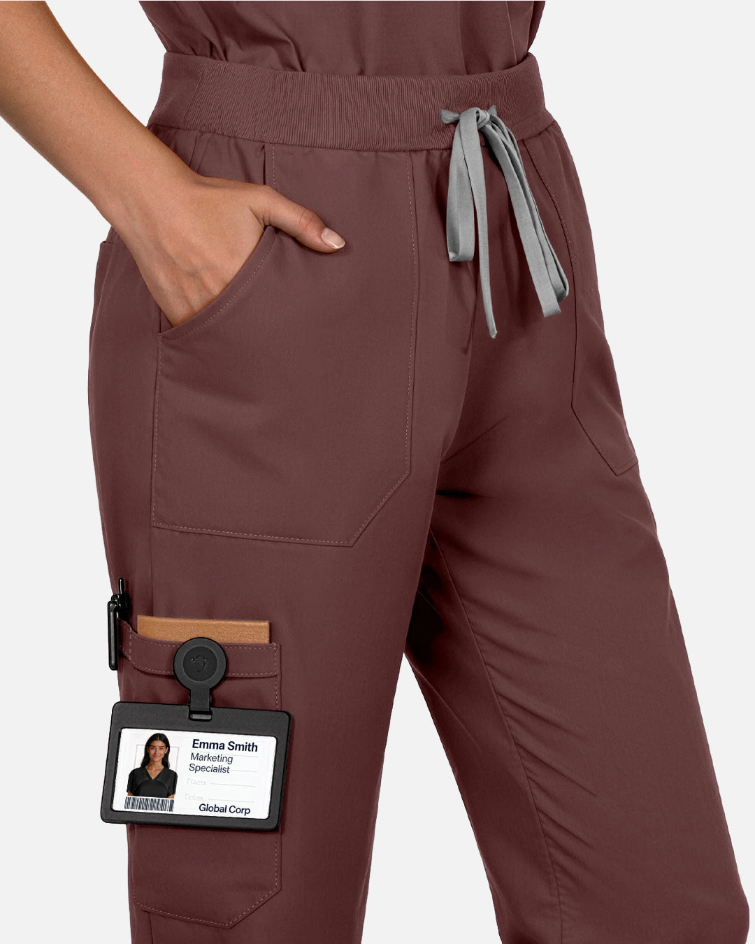 Coffee – Eadflie Women's Woven Straight-Leg Uniform Pants – Structured Tailored Bottoms – product image 12