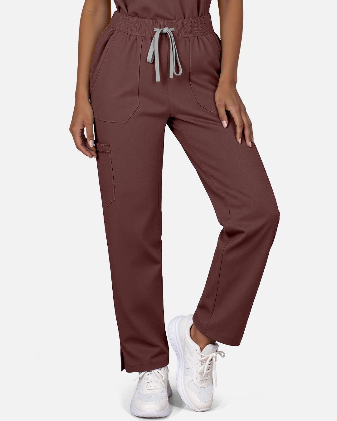 Coffee – Eadflie Women's Woven Straight-Leg Uniform Pants – Structured Tailored Bottoms – product image 14