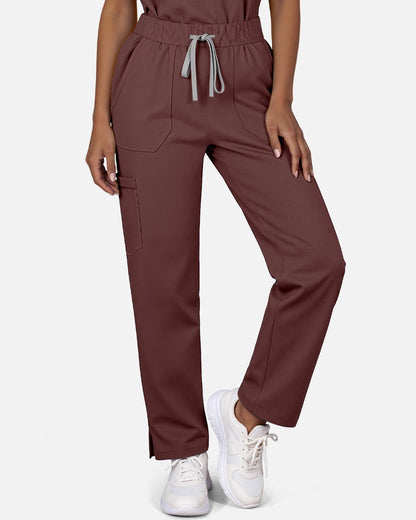 Coffee – Eadflie Women's Woven Straight-Leg Uniform Pants – Structured Tailored Bottoms – product image 14