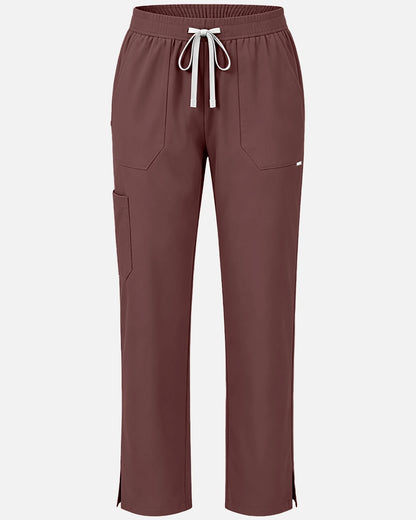 Coffee – Eadflie Women's Woven Straight-Leg Uniform Pants – Structured Tailored Bottoms – product image 08