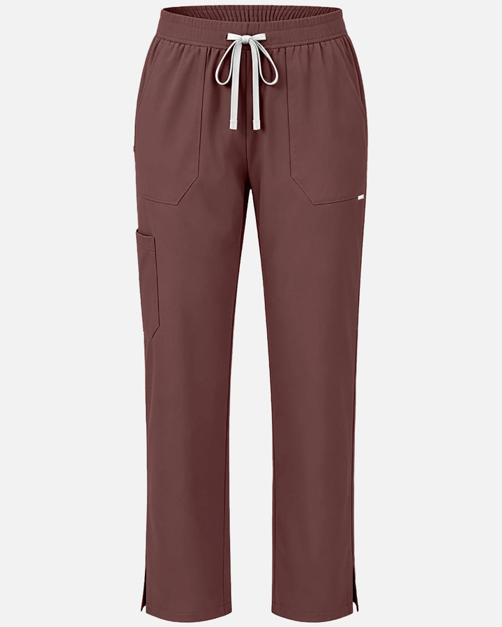 Eadflie Women's Woven Straight-Leg Uniform Pants – Structured Tailored Bottoms - Coffee